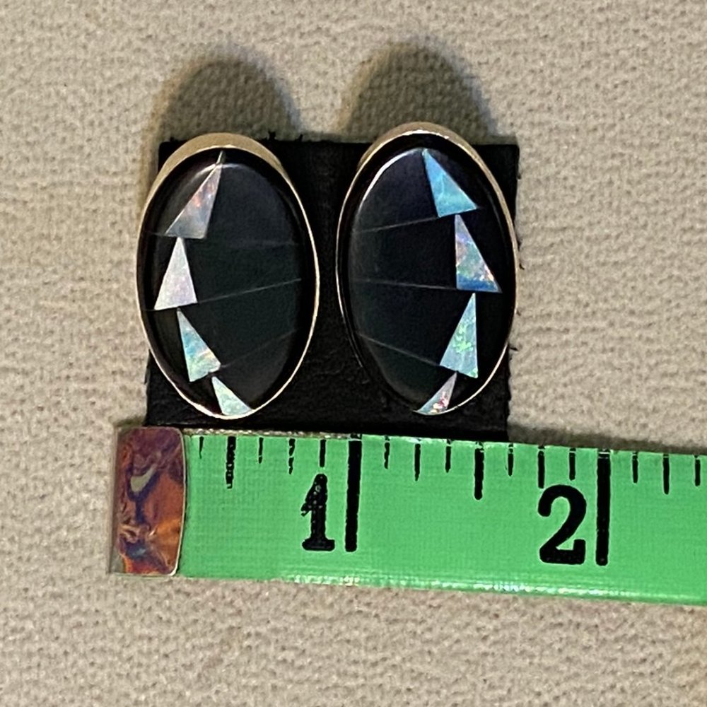 MICHAEL KIRK One-Of-A-Kind Jet & Opal Earrings - Picture 9 of 11